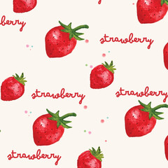 Juicy strawberry watercolor design square frame. red cute strawberry pattern background. Summer botanical illustration. For packages, cards, logo. Summer sweet d bright and berries. Isolated on beige.