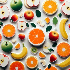 Pattern with fruit stickers