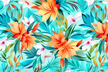 Fototapeta na wymiar Colorful floral pattern perfect for summer-themed cards and invitations. Generative AI