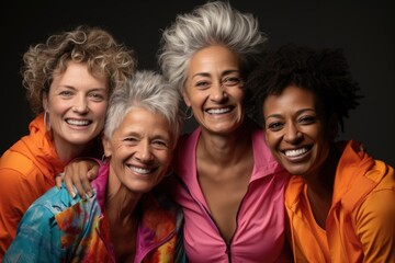 Happy group portrait of middle-aged women celebrating life and friendship