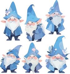 Set of happy blue gnome for Christmas 