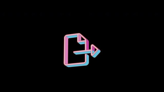 Bright file export icon is jumping merrily. Retro style. Alpha channel black. Looped from frame 120 to 240, Alpha BW at the end