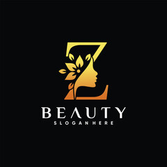 Luxury beauty logo design with golden style color