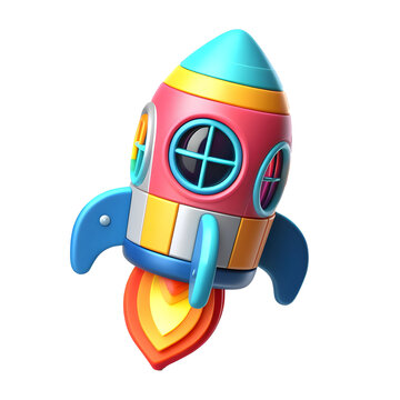Colorful rocket 3d