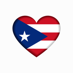 Puerto Rican flag heart-shaped sign. Vector illustration.