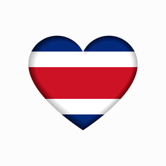 Costa Rican flag heart-shaped sign. Vector illustration.