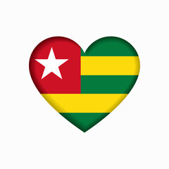 Togolese flag heart-shaped sign. Vector illustration.