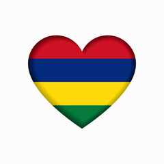 Mauritius flag heart-shaped sign. Vector illustration.