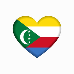 Comoros flag heart-shaped sign. Vector illustration.