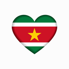 Surinamese flag heart-shaped sign. Vector illustration.