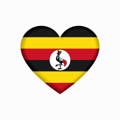Ugandan flag heart-shaped sign. Vector illustration.