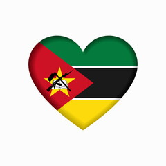 Fototapeta premium Mozambique flag heart-shaped sign. Vector illustration.