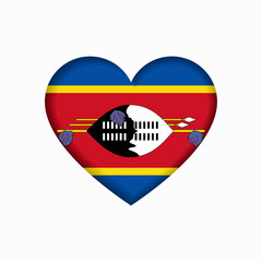 Eswatini flag heart-shaped sign. Vector illustration.