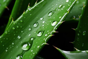 Refreshing Drops aloe vera. Health herbal plant. Generate Ai