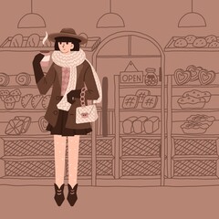 Young woman holding a her cup of coffee
