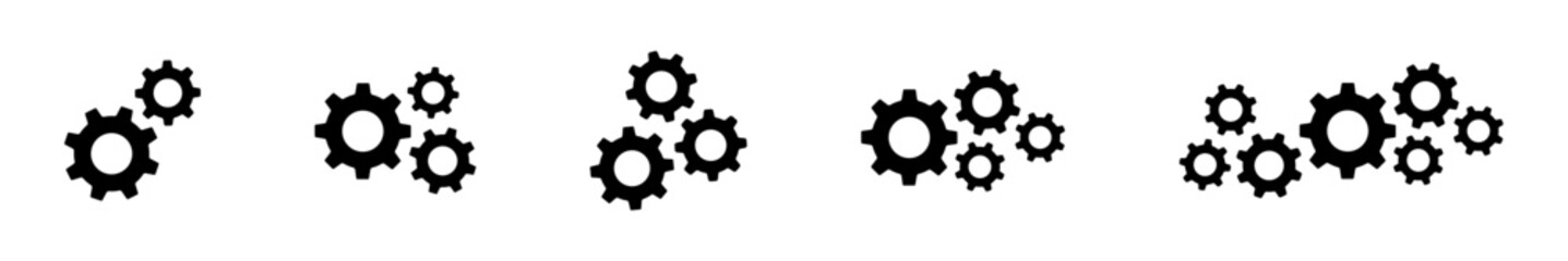 Gear wheel icon set. Gear setting vector sign. Cogwheel icon collection - obrazy, fototapety, plakaty