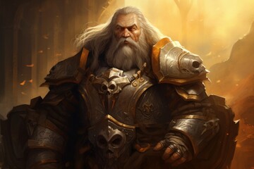 Selfless Dwarf paladin man. Fantasy warrior. Fictional person. Generate Ai