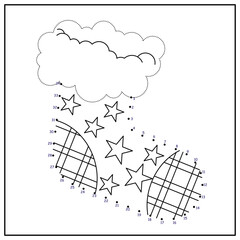 children's educational game. logic game. connect the dots by numbers. handwriting training. coloring book. New Year. Christmas. Christmas sock