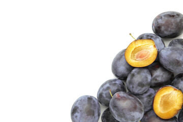 Fresh plum fruit isolated on white background. Clipping path