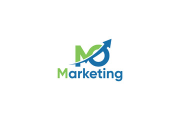 M O Letter And Arrow Digital Marketing Logo Vector Template