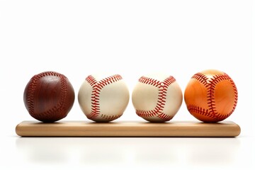 Baseball balls on base, isolated on white background. Sports equipment. Generative AI