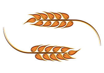 Vector art of wheat ear border template design isolated on white background