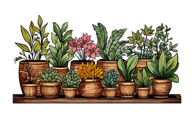Hand drawn House Plant Flower illustrations 