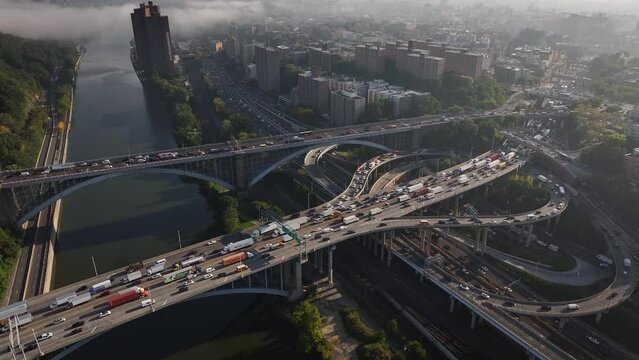 Aerial view of the Metro North passing through The Bronx