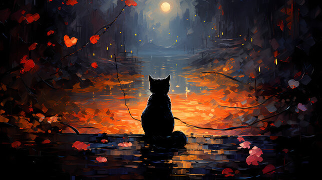 Halloween cat in a forest