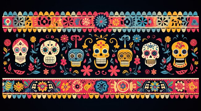 day of the dead mexican mexican banner Generative AI