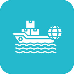 Fototapeta na wymiar Worldwide Shipping Boat Icon