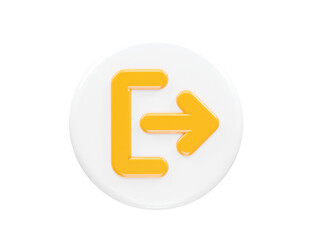 Exit icon logout 3d illustration rendering transparent