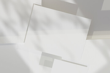 Realistic blank flyer brochure for mockup. 3D Render.