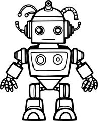Robot Hand Drawn Vector illustration For Kids