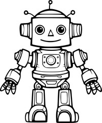 Robot Hand Drawn Vector illustration For Kids