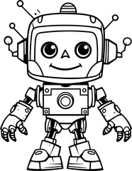 Robot Hand Drawn Vector illustration For Kids