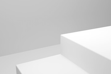 White square stands on white background. 3d render