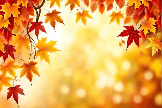 bright autumn leaves on a blurred natural background