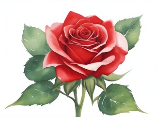 Watercolor Red Rose. Generative AI