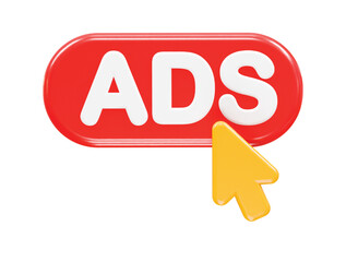 Ads icon render 3d illustration element