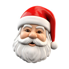 A Realistic 3D Santa Claus Head with Hat for Your Merry Christmas and Happy New Year Celebrations isolated on transparent background - Generative AI