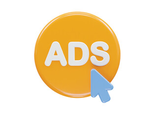 Ads icon render 3d illustration element