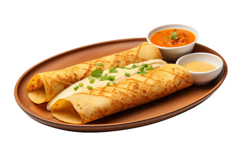 Traditional Masala Dosa Platter Isolated on Transparent Background