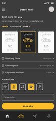 Taxi Booking, Driver Services, Ride Sharing and Ride Driver Black App Ui Kit Dark Template