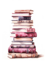 Stack of pastel colored books isolated on a white background