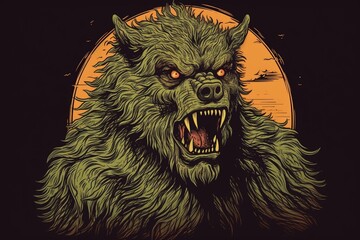 Vintage scary werewolf monster in a classic horror story. Generative AI - obrazy, fototapety, plakaty