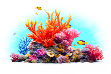 Fototapeta na wymiar colorful coral reef isolated on white background, clipping path included.
