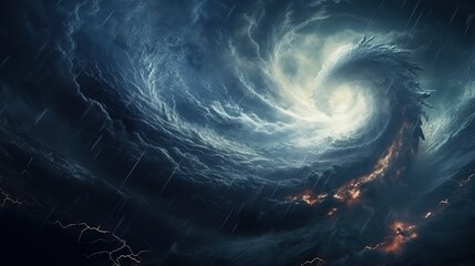 hurricane weather super storm tornado view from the space, typhoon or cyclone disasters concept - obrazy, fototapety, plakaty