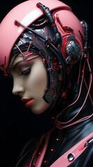 Futuristic Extraordinary halloween make up, luxury fashion photography face of unknown woman, wearing haute couture halloween costume. AI Generation
