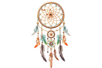 Ornamental Dream Catcher with Intricate Patterns Isolated on Transparent Background - obrazy, fototapety, plakaty